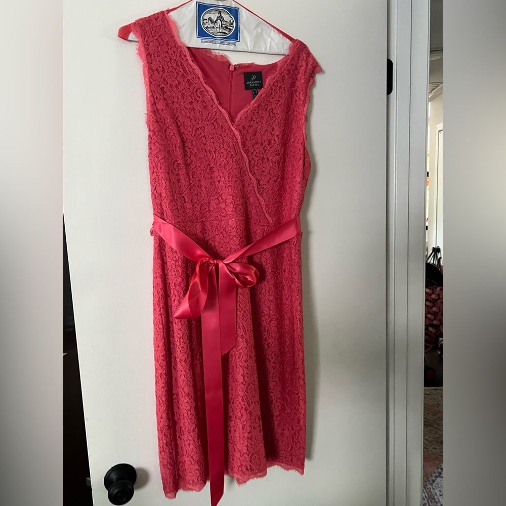 Adrianna Papell Pink Wrap Sundress V-neck Cocktail